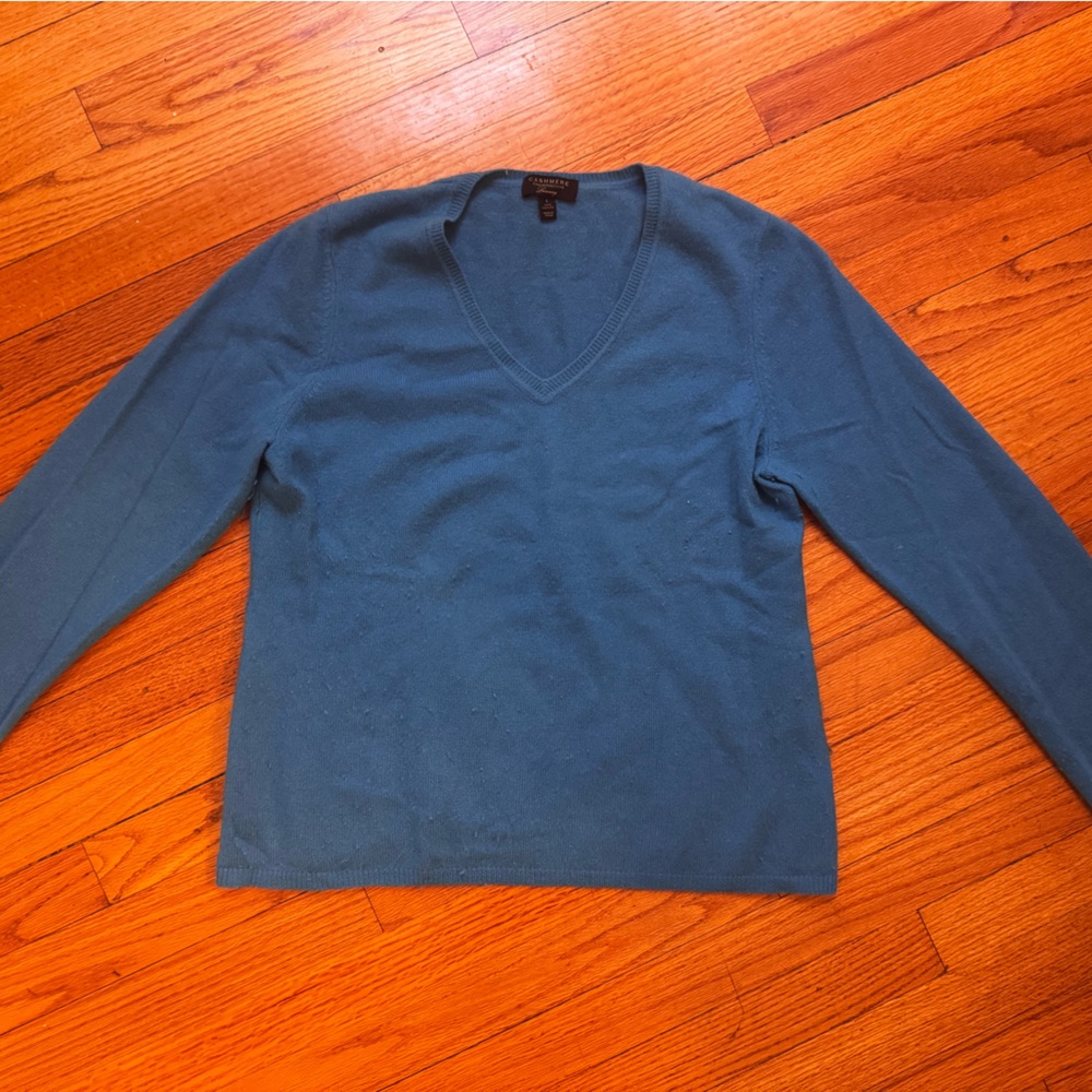 Charter Club Blue V-Neck Sweater